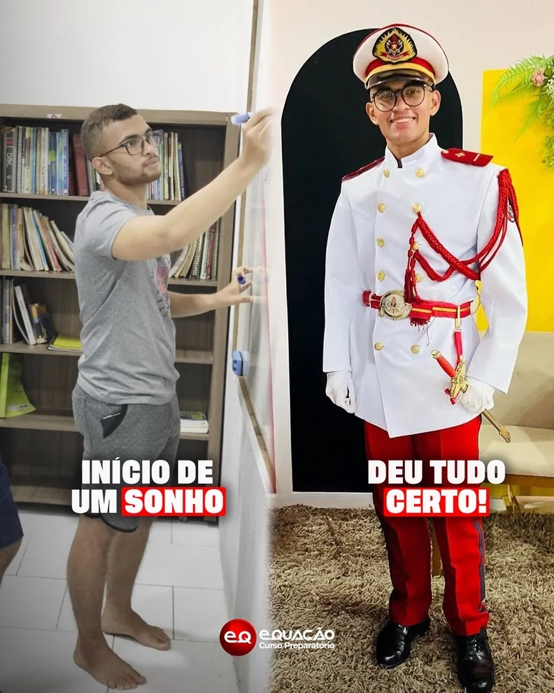 Aluno estudando e depois aprovado em concurso da área policial